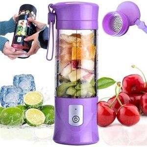 Portable Juicer Blender with 6 Blades Rechargeable Battery,13Oz Bottle(purple)